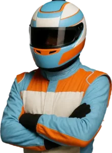 GRL Light Blue and Orange Driver racing with the Global Racing League