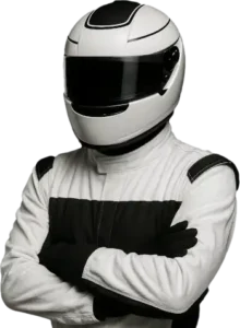 GRL White Black Driver racing with the Global Racing League