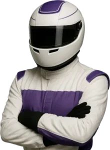 GRL White Purple Driver racing with the Global Racing League